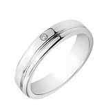 Серебряное обручальное кольцо с бриллиантом, 1716665