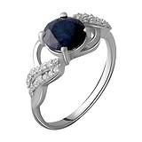 Заказать Женское серебряное кольцо с куб. циркониями и сапфиром (2057628) стоимость 3586 грн., в интернет-магазине Gold.ua