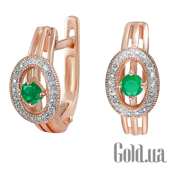 

Серьги Lurie Jewelry, Золотые серьги с бриллиантами и изумрудами