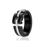 Женское серебряное кольцо с керамикой и куб. циркониями, 856249