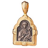 Серебряный кулон "Икона Божией Матери Тихвинской" в позолоте