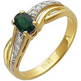 Женское золотое кольцо с бриллиантами и изумрудом, 1605306