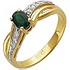 Женское золотое кольцо с бриллиантами и изумрудом - фото 1