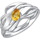 Женское серебряное кольцо с синт. цитрином, 1610938