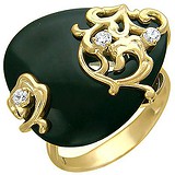Женское золотое кольцо с куб. циркониями и агатом, 1618618