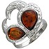 Женское серебряное кольцо с янтарем - фото 1