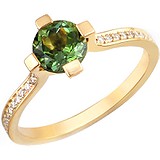 Женское золотое кольцо с бриллиантами и турмалином, 1654458