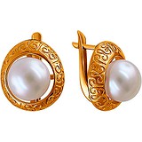 Срібні сережки з культів. перлами в позолоті, 1671610