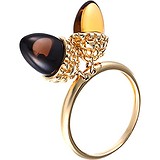 Женское золотое кольцо с раухтопазом, цитрином и бриллиантами, 1691578