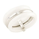 Серебряное обручальное кольцо с керамикой и куб. цирконием, 1695930