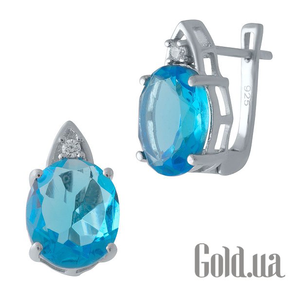

Серьги Fresh Jewelry, Серебряные серьги с синт. аквамаринами и куб. циркониями