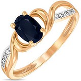 Женское золотое кольцо с бриллиантами и сапфиром, 1711802