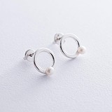 Срібні сережки з культив. перлами, 1727930