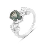 Женское серебряное кольцо с куб. циркониями и топазом
