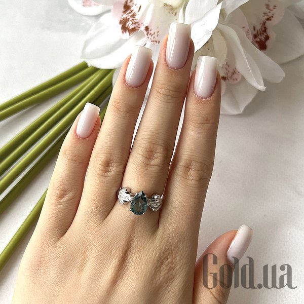Каблучка Fresh Jewelry Жіноча срібна каблучка з куб. цирконіями і топазом, 18