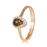 Женское золотое кольцо с раухтопазом  и куб. циркониями, 310714