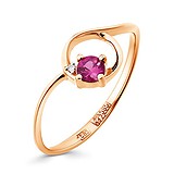 Женское золотое кольцо с бриллиантом и рубином, 1513659