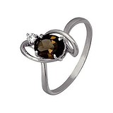 Женское серебряное кольцо с куб. цирконием и раух-топазом, 1524667