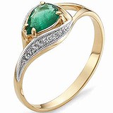 Женское золотое кольцо с бриллиантами и изумрудом, 1554875