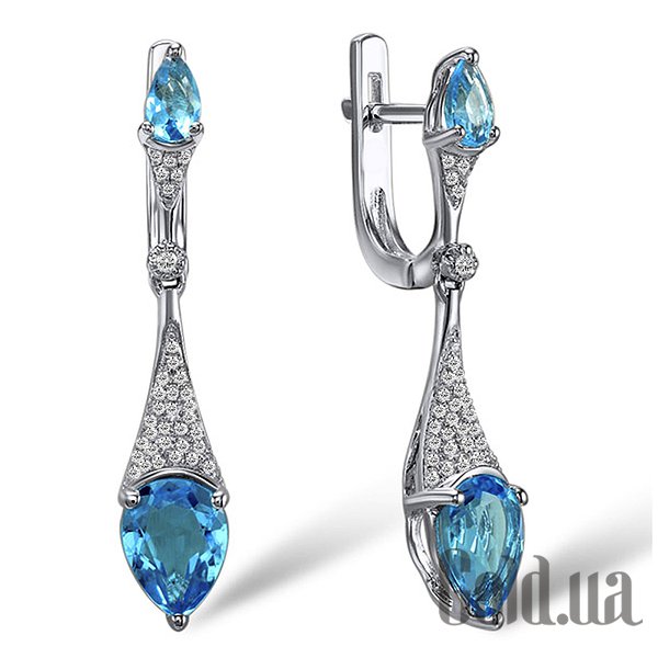 

Серьги с подвесками Lurie Jewelry, Золотые серьги с бриллиантами и топазами