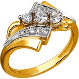 Женское золотое кольцо с куб. циркониями, 1636283