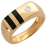 Мужское золотое кольцо с куб. цирконием и ониксами, 1654203