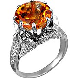 Женское золотое кольцо с бриллиантами и цитрином, 1654459
