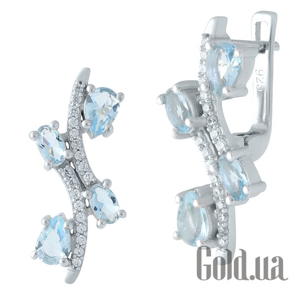 

Серьги Fresh Jewelry, Серебряные серьги с синт. аквамаринами и куб. циркониями