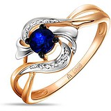 Женское золотое кольцо с бриллиантами и сапфиром, 1700795