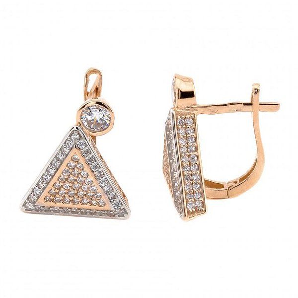 Золотые серьги с куб. циркониями