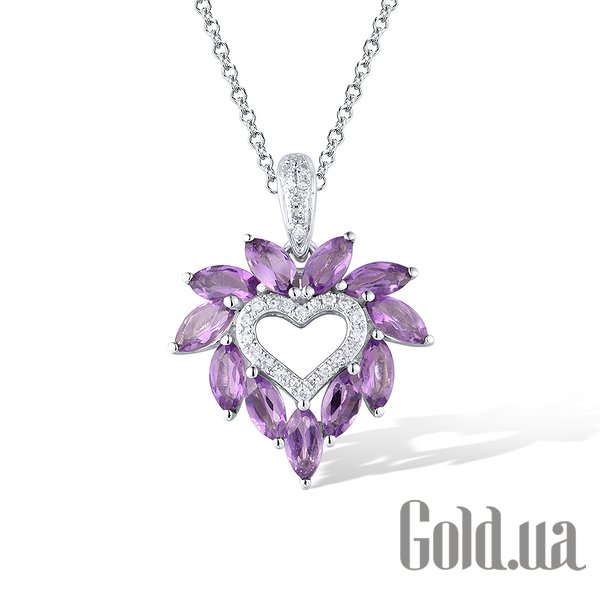 

Кулоны-сердечки Lurie Jewelry, Золотой кулон с аметистами и бриллиантами