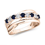 Золотое кольцо с бриллиантами и сапфирами, 277435