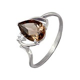 Женское серебряное кольцо с куб. цирконием и раухтопазом, 1524668