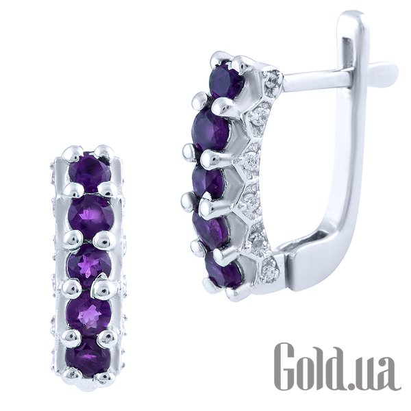 

Серьги Fresh Jewelry, Серебряные серьги с аметистами и куб. циркониями
