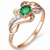 Женское золотое кольцо с бриллиантами и изумрудом, 1554620