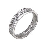 Серебряное обручальное кольцо с куб. циркониями, 1617340