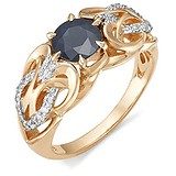 Женское золотое кольцо с бриллиантами и сапфиром, 1633468