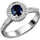 Женское золотое кольцо с бриллиантами и сапфиром, 1654460