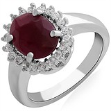 Женское серебряное кольцо с куб. циркониями и синт. рубином, 1665468
