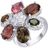 Женское золотое кольцо с бриллиантами и турмалинами, 1669820