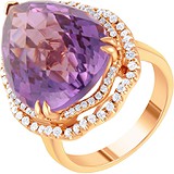 Женское золотое кольцо с бриллиантами и аметистом, 1673404