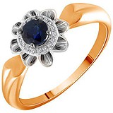 Женское золотое кольцо с бриллиантами и сапфиром, 1700796