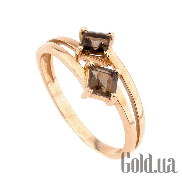 

Кольцо Украина, Женское золотое кольцо с дымчатыми кварцами, 18.5
