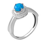 Женское серебряное кольцо с куб. циркониями и опалом