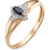 Женское золотое кольцо с бриллиантами и сапфиром, 1555901
