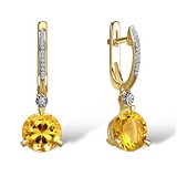 Золоті сережки з діамантами і цитринами, 1603005
