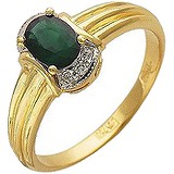 Женское золотое кольцо с бриллиантами и изумрудом, 1605309