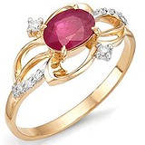 Женское золотое кольцо с бриллиантами и рубином, 1633469