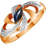 Женское золотое кольцо с бриллиантами и сапфиром, 1700797