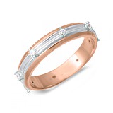Женское серебряное кольцо с куб. циркониями в позолоте, 143038